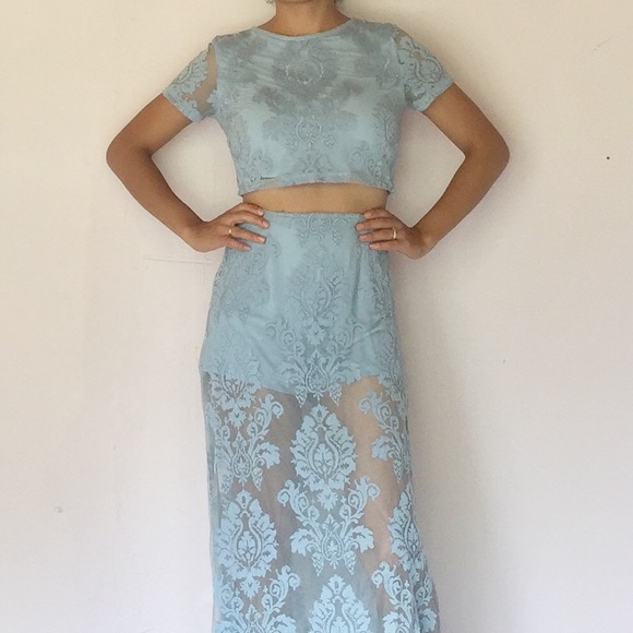 Unique Blue Top and Skirt Set - Picture 3 of 3